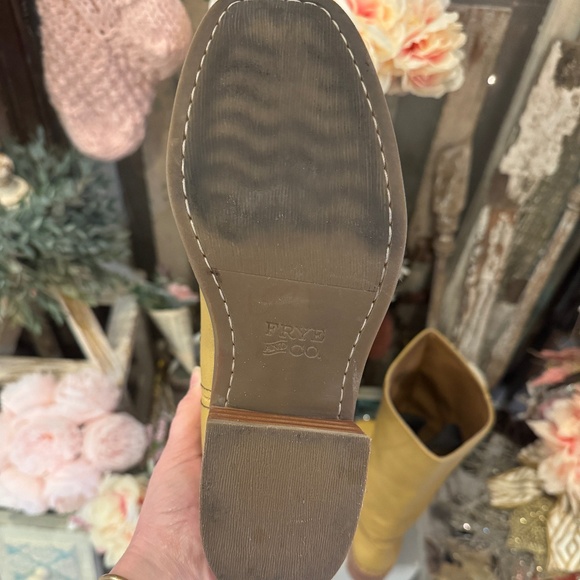 FRYE & CO MIRANDA 14 VEGAN ANTIQUED LEATHER CAMPUS BANANA KNEE HIGH TALL BOOT - Picture 12 of 16